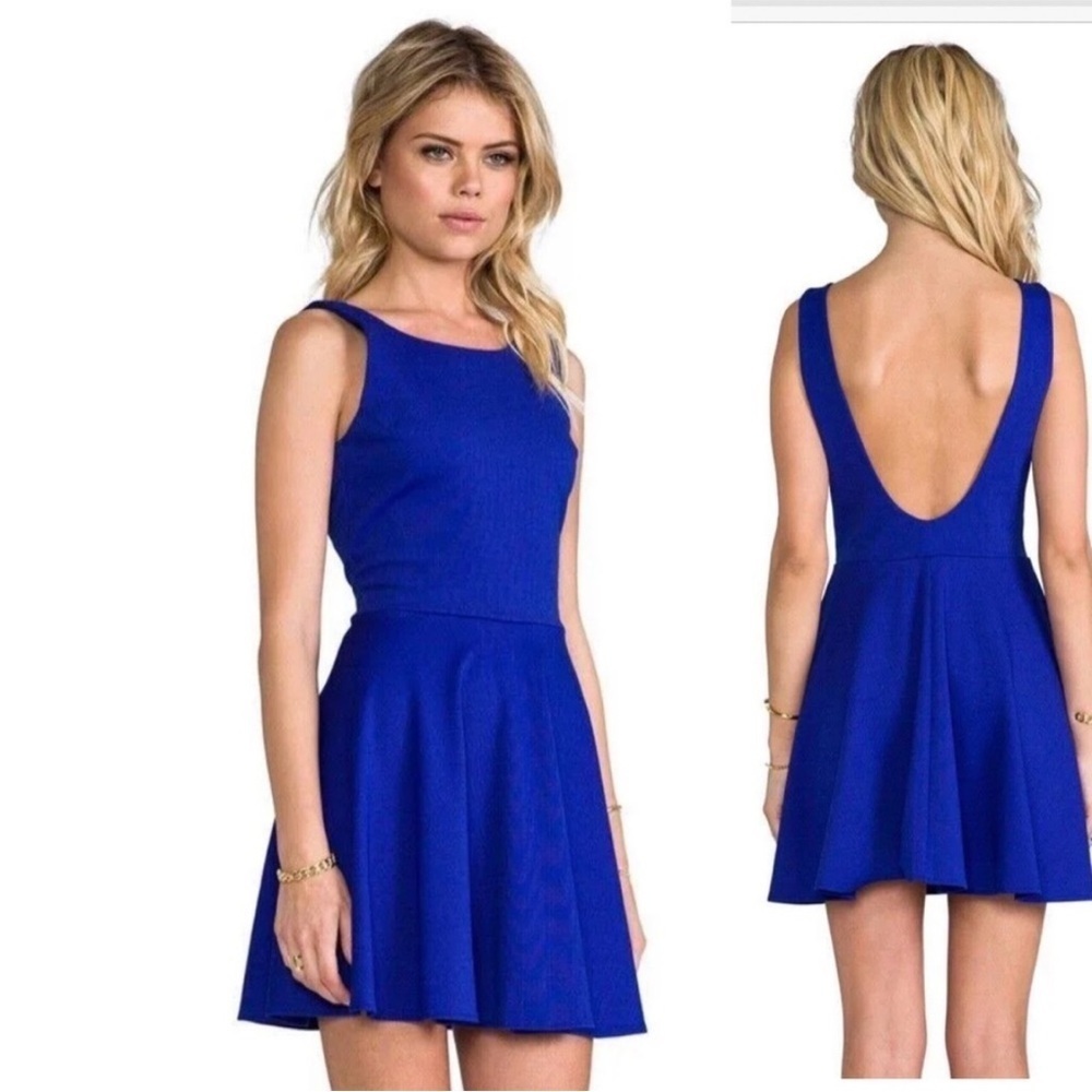 Amanda Uprichard backless blue skater dress
